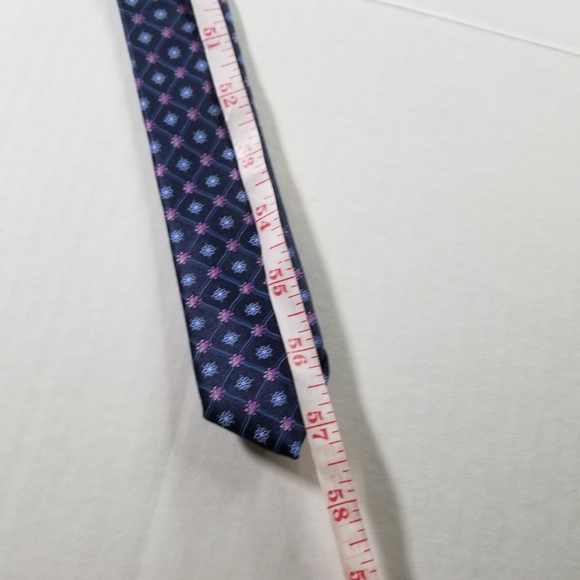 Valentino Men's Tie Made In Italy Blue 100% Silk Woven Necktie Floral - Picture 6 of 6